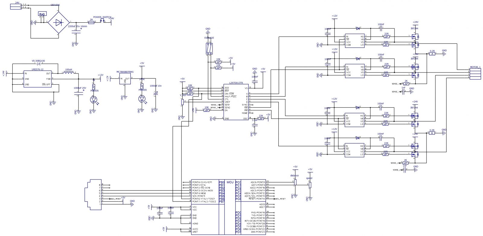  Контроллер шагового двигателя - схема на безе atmega48, l297 и irfz44